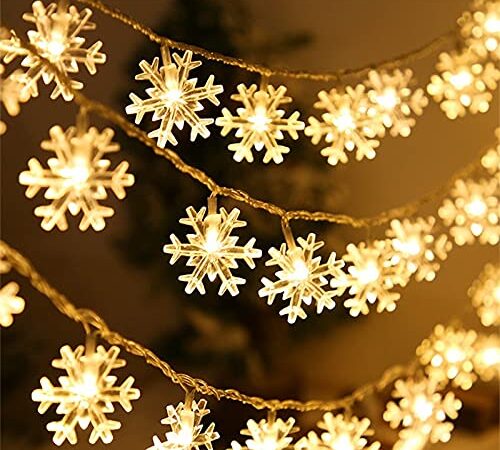 Navidad Guirnalda Luces,Copo de nieve luces.Luces arbol navidad,6M 40LED Cadena de Luces,decorativas Navidad,Casas,Habitacion,Jardín,Boda,Fiesta Resistente al Agua Luces de para Exterior