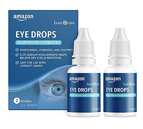 Amazon Basic Care Colirio ocular con hialuronato de sodio al 0.2 %, 2 x 15 ml