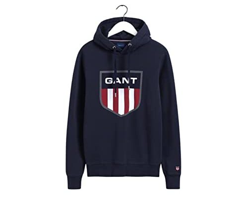 GANT D1. Sudadera con Capucha Retro Shield, Noche Azul, M para Hombre