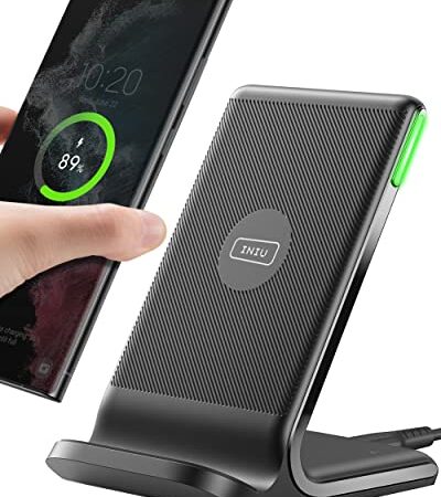 INIU Cargador Inalámbrico Rápido, 15W Qi-Certified Wireless Charger Estación Compatible con iPhone 13 12 11 Pro MAX XR X 8 Plus Samsung Galaxy S21 S20 S10 S9 S8 Note10 9 AirPods Huawei Xiaomi etc