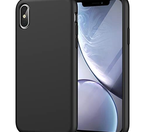 JETech Funda de Silicona para iPhone X, iPhone XS, 5,8", Sedoso-Tacto Suave, Cubierta a Prueba de Golpes con Forro de Microfibra (Negro)