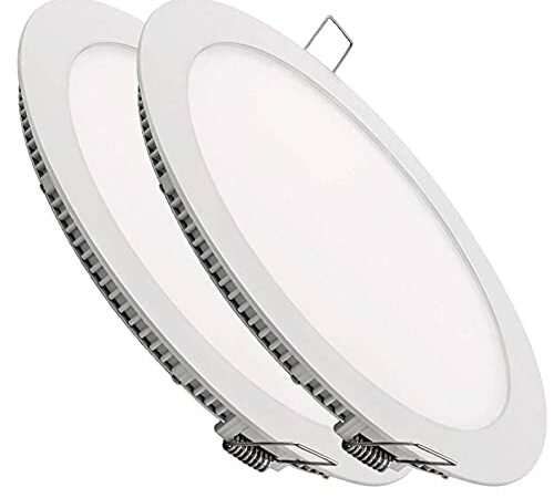 LED ATOMANT Pack 2x Downlight LED Panel Extraplano Redondo, Iluminación 20W. Color Blanco Frio 6500K. Corte 205mm (Standard).