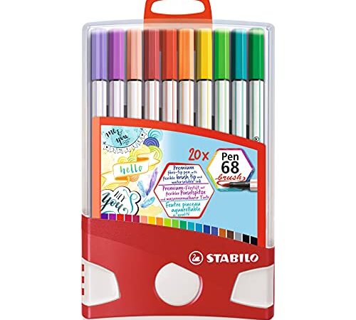 Rotulador punta de pincel STABILO Pen 68 brush - Estuche premium Colorparade con 20 colores