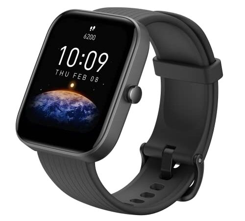 Amazfit Bip 3 SmartWatch con pantalla a color grande de 1,69" 50 Esferas Reloj con 60 modos deportivos 5 ATM Resistente 14 días Duración de la Batería con Frecuencia cardíaca Monitor de SpO2