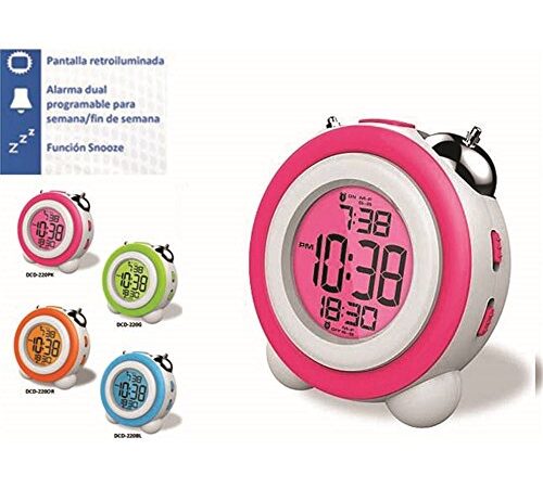 Daewoo DCD-220PK - Despertador Digital con función Snooze, Rosa, Blanco