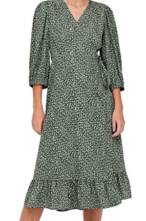 Only ONLOLIVIA 3/4 Wrap Midi Dress WVN Vestido, Bálsamo Verde, XL para Mujer