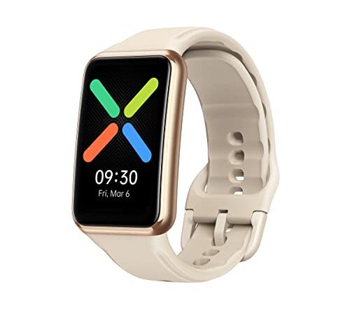 OPPO Watch Free – Reloj inteligente, Pantalla Curva AMOLED, 32g, Bluetooth 5.0, Resistencia 5ATM, Batería 230 mAh, Carga Rápida - Vainilla