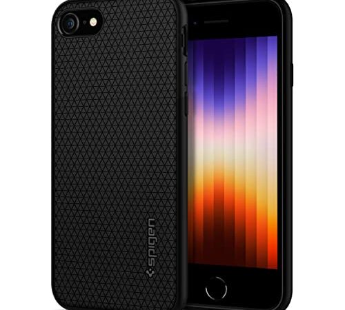 Spigen Funda Liquid Air Compatible con iPhone SE 2022 5G, iPhone SE 2020, iPhone 8 y iPhone 7 - Negro