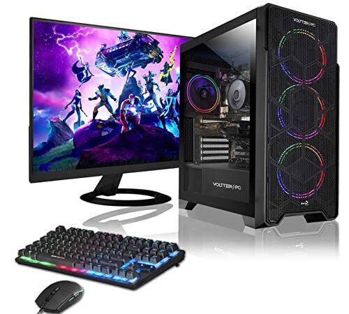 VolttierPC - Pc Gaming Completo AMD Ryzen 5 5600G 6x4.4Ghz | Radeon Vega 7 | 16GB DDR4 | 512GB M.2 SSD | WiFi | Windows 11 | Monitor 23" | Teclado y Ratón RGB | Pc Gaming Pack | Pc Gamer