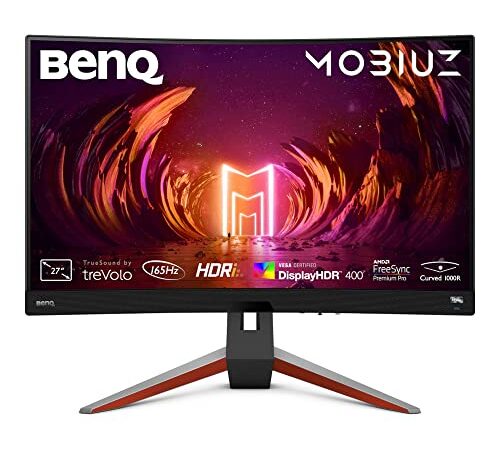 BenQ MOBIUZ EX2710R Monitor Curvo Gaming (27 pulgadas, 2K, 165 Hz, 1ms, HDR 400, FreeSync Premium Pro, control remoto, 144 Hz compatible)