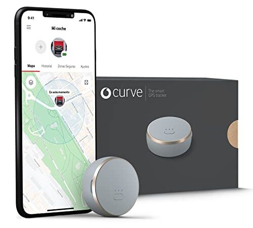 Curve, Localizador GPS Inteligente, Mini Dispositivo Ligero con Rastreo Ilimitado Desde tu Móvil para tu Coche, Bolso, Perro, Llaves y Mochila - Requiere Suscripción