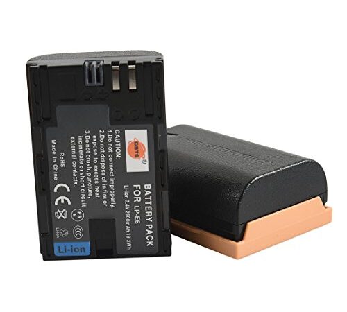 DSTE 2-Pack Spare Battery Compatible con Canon LP-E6 LP-E6N EOS 5D Mark II, 5D Mark III, 5D Mark IV, 5DS, 5DS R, 6D 7D 60D 60Da 70D 80D 90D, 7D markII, 7D markIII, XC10 Digital Camera