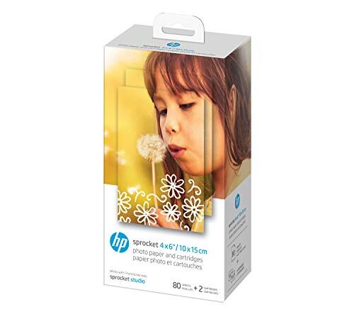 HP Sprocket Studio Cartuchos y papel fotográfico de 10 x 15 cm (80 hojas - 2 cartuchos) Compatible con HP Sprocket Studio