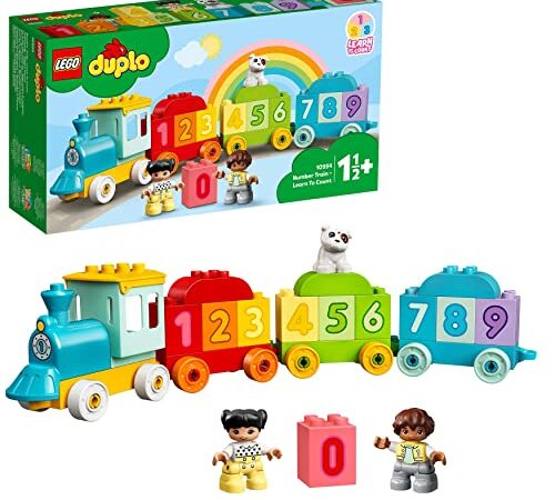 LEGO 10954 Duplo Tren de los Números: Aprende a Contar, Juguete para Niños de 1.5, 2 y 3 Años o Más, Set con Perrito y Figuras Educativas para Bebés