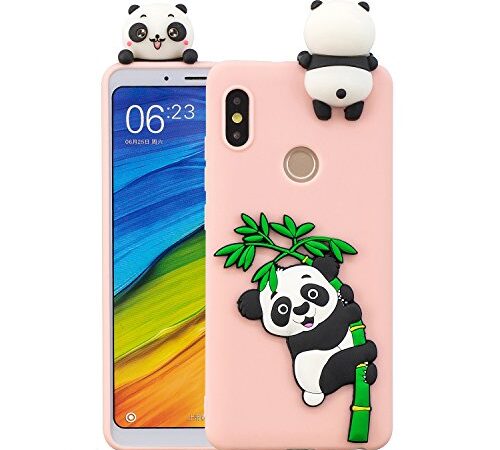 Leton Funda Xiaomi Mi A2 Lite Panda, Funda Silicona 3D Rosa para Xiaomi Mi A2 Lite, Carcasa con Dibujos Suave Flexible TPU Gel Tapa Goma Cubierta Bonita Case Antigolpes Protectora Bumper