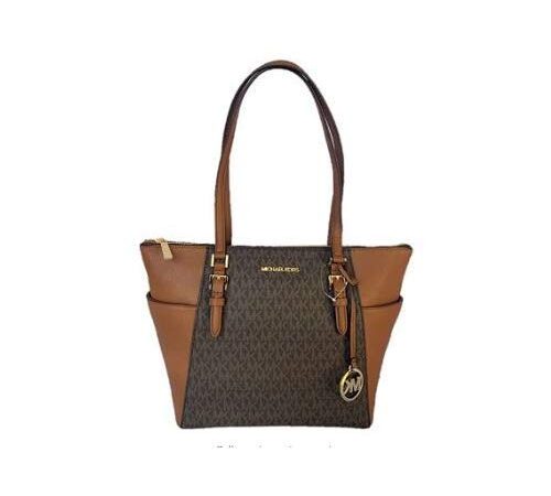 Michael Kors Charlotte Signature Large Top Zip Tote - Brown