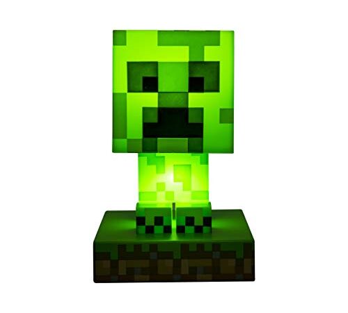 Paladone Minecraft Creeper 3D Icon Light BDP | Licencia oficial de luz verde pixelada brillante o lámpara de escritorio | Idea de regalo única para jugadores | Alimentado por 2 pilas AAA