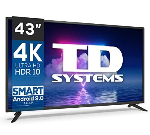 Smart TV 43 Pulgadas 4K HDR10 - Televisores 3 años de garantía, Android, 3X HDMI, 2X USB - TD Systems K43DLG12US