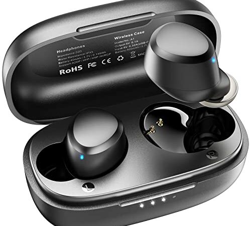 TOZO A1 Mini Auriculares inalámbricos Bluetooth 5.3 en la Oreja Auriculares livianos Micrófono Incorporado, Auriculares con Sonido Premium inmersivo (Compatible para Orejas pequeñas), Negro