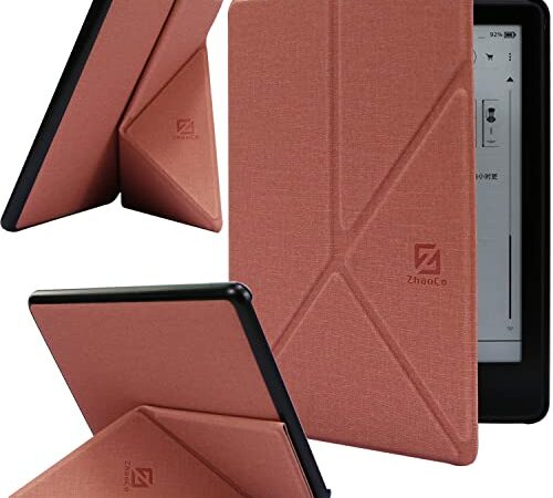 ZhaoCo Funda para Kindle Paperwhite de 6,8 Pulgadas 11.ª Generación 2021 y Kindle Paperwhite Signature Edition E-Reader con Auto-Sueño/Estela, Visualización Vertical y Horizontal - Rosado