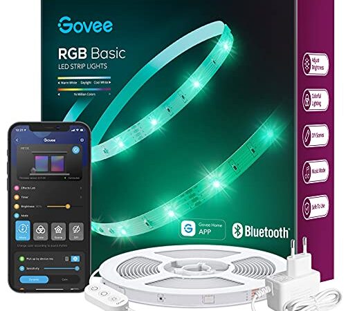 Govee Tiras LED 15M, Luces LED Bluetooth Control de App con 64 Modos de Escena y Sincronización de Música, Tira LED RGB para Habitacion, Cocina, Fiesta, Bricolaje, Decoración del Hogar