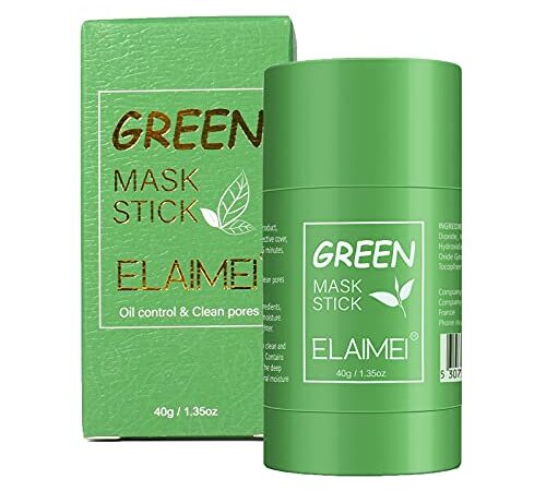 Green Mask Stick, Mascarilla de Limpieza Profunda, Mascarilla en Barra Sólida, Purificante en Barra de Arcilla, Mascarilla de Arcilla Stick, Hidratar Piel, Ajustar el Equilibrio de Agua y Aceite