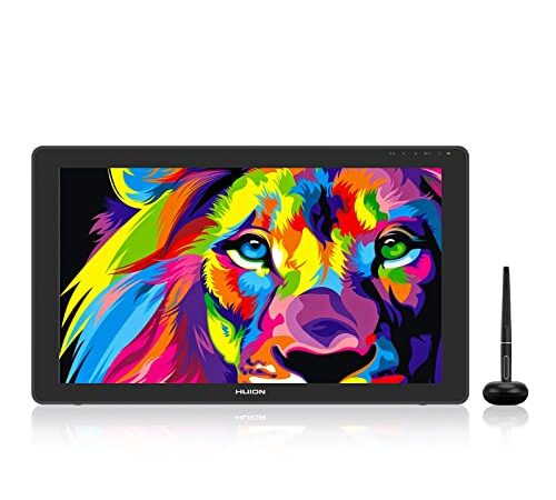 HUION Kamvas 22 Plus Tableta Gráfica con Pantalla, 140% sRGB, Vidrio Antirreflejo, Pantalla LCD QD Completamente Laminada, Lápiz PW517 con Inclinación, Ideal para Trabajar Desde Casa, 21.5 Pulgadas