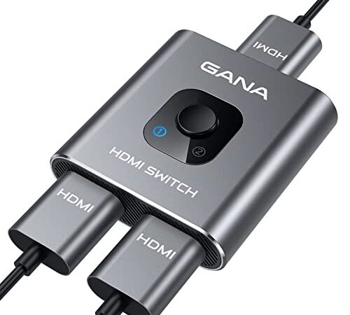HDMI Switch HDMI Splitter 4K@60Hz,GANA Duplicador HDMI Bidireccional 2 Entradas 1 Salida o 1 In 2 Out Alluminio Conmutador HDMI Soporta HDR 4K 3D 1080P para TV/PS3/4/5,BLU-Ray/Firestick/Xbox etc.