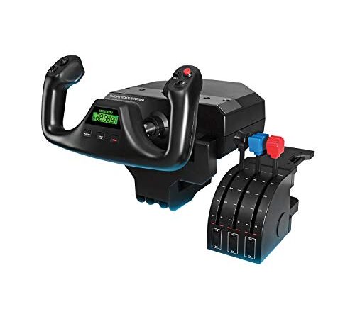 Logitech G Saitek Pro Flight Yoke Palanca de Mandos y Cuadrante de Aceleración para Simulación de Vuelo, Eje de Acero Auténtica y Precisa, 3 Modos, 75 Controles Programables, USB - Negro