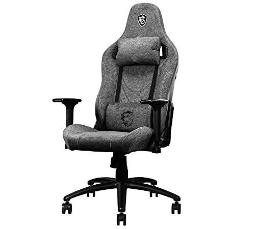 MSI MAG CH130 I REPELTEK FABRIC Silla Gaming - Tela Gris REPELTEK, Soporte Estilo Carreras, Reclinación e Inclinación 165°, Cojín Lumbar y Reposacabezas Ajustables, Reposabrazos 2D - Máx 150kg/330lb