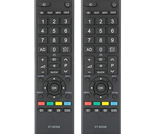 Control remoto de TV, 2 piezas Ct-90326 Control remoto inalámbrico de TV Botón sensible del controlador de televisión portátil, Control remoto de TV profesional para televisión TOSHIBA con distancia r