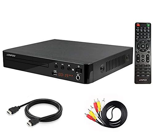 LP-099 Reproductor de DVD (Full HD 1080P, HDMI Output, Entrada USB, Multi Region Code Zone Gratis) Compatible con DIVX, JPEG y MP3