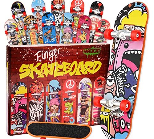 Magicat Premium 12 Finger Skateboard Set I Patineta de Juguete para Fiestas I Juegos de Dedos para Niños y Niñas I Regalos de Monopatines para Adolescentes I Mini Skate para Jugar con el Dedo