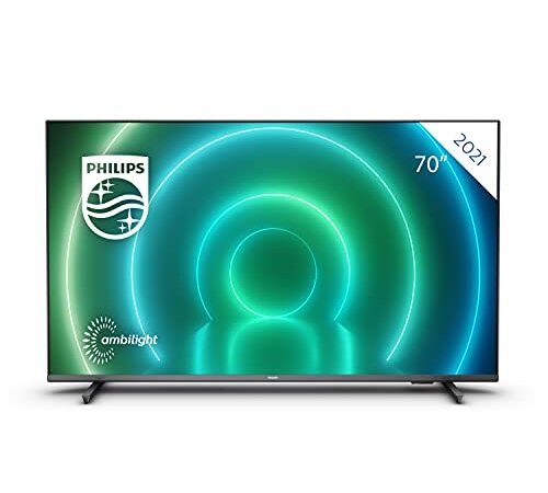 Philips 70PUS7906/12 Android TV TV LED de 70", Smart TV con Ambilight de 3 Lados, Imagen HDR Vibrante, Dolby Vision cinematográfico y Sonido Atmos, Compatible con Google Assistant, Negro, 2021