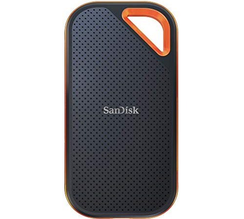 SanDisk SSD NVMe Extreme PRO de 2 TB (SSD NVMe portátil, USB-C, lectura de hasta 1050 MB/s y escritura de 1050 MB/s, robusto y resistente al agua, mosquetón)]