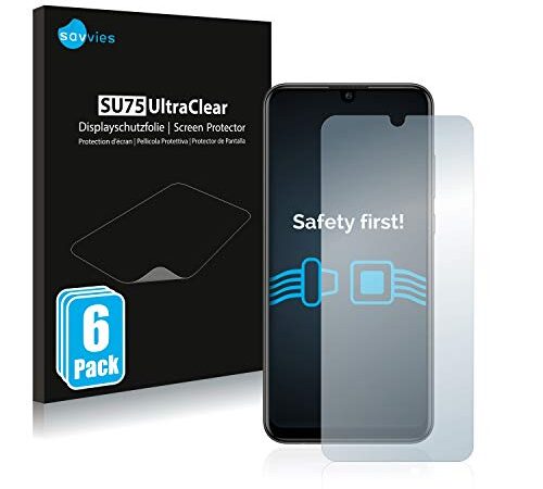 savvies Protector Pantalla Compatible con Huawei P Smart 2019 / P Smart+ 2019 (6 Unidades) Película Ultra Transparente