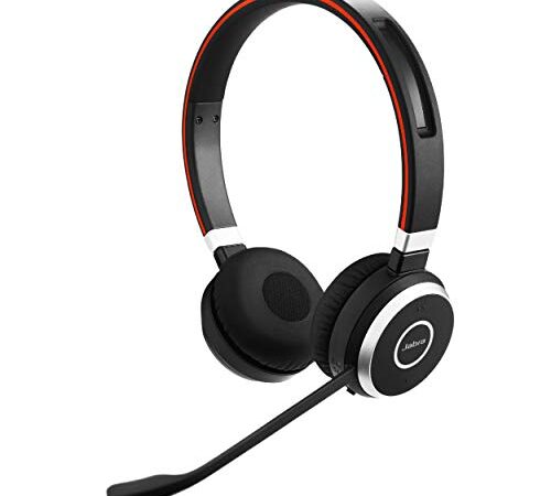 Jabra Evolve 65 UC ,Auriculares Inalámbricos Estéreo Optimizados para Comunicaciones Unificadas con Batería de Larga Duración, Adaptador Bluetooth USB, Negro