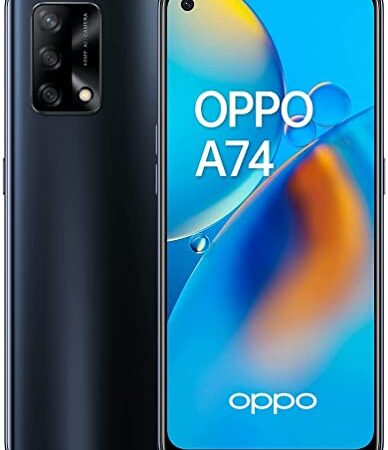 OPPO A74 - Teléfono Móvil libre, 6GB+128GB, Cámara 48+2+2+16 MP, Smartphone Android, Batería 5000mAh, Carga Rápida 33W, Dual SIM - Negro