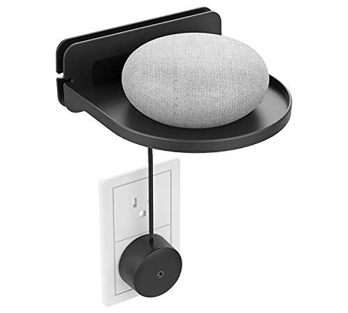 sciuU Soporte de Pared Universal, Estante Mural, para Google Home Mini, Google WiFi, Sonos, Altavoz Inteligente, Cable Organizador Integrado, Cámara, Instalación con Adhesivo 3M o Tornillos, Negro