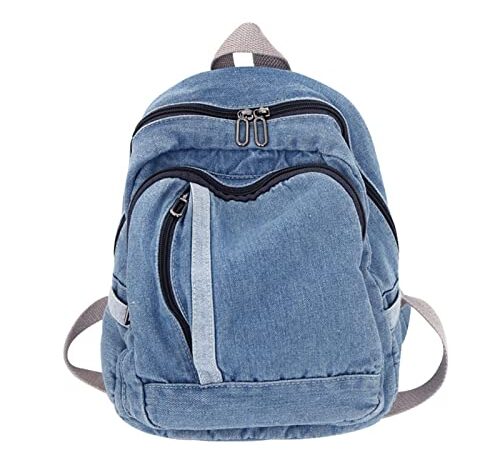 SOLIDEE Mochila Jean Azul, Mochila Denim Ocio Mochila Mochila Mochila Escolar 24x12x29cm, azul