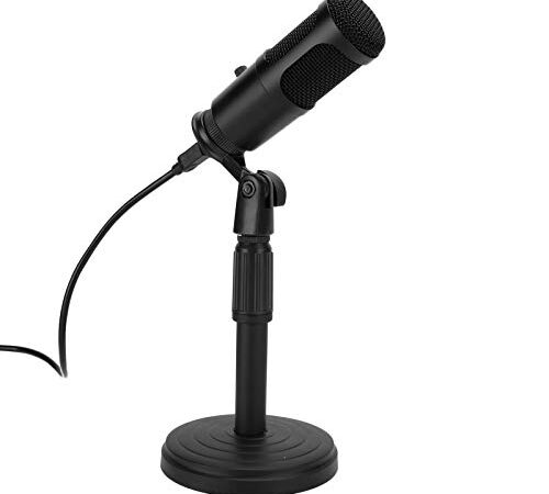 USB Condenser Microphone,The New Desktop Base Retractable Stand,Knob to Adjust the Volume,Suitable for Desktop Computers,Laptops and Other Network Voice Entertainment Purposes