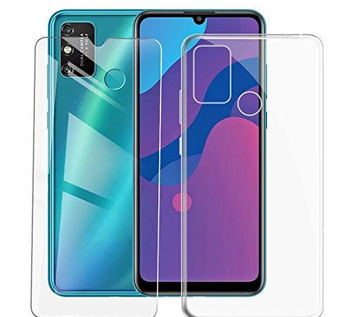 ZXLZKQ Fundas + Protector Cristal Templado para Huawei Honor Play 9A (6.3 Pulgadas), Transparente Case Silicona Suave Caso TPU Carcasa,Vidrio Película Protectora - Transparente