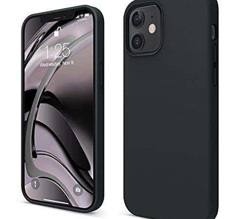 elago Silicona Líquida Funda Compatible con iPhone 12 Case y Compatible con iPhone 12 Pro Case (6.1"), Silicona Premium, Protección Funda Protectora 3 Tapas Estructura (Negro)