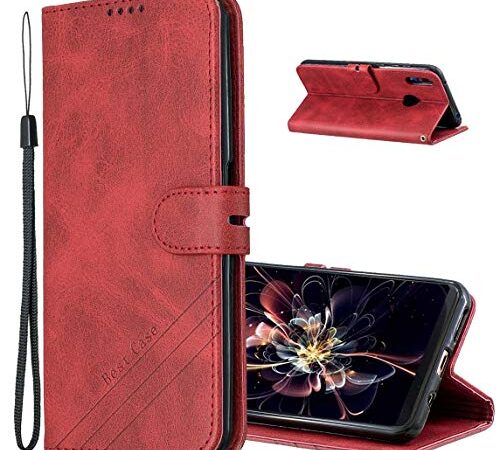 MRSTER Funda para Xiaomi Mi A2, Simple y Elegante Funda Protector Carcasa PU Leather con TPU Silicona Case Interna Suave para Xiaomi Mi A2 / Xiaomi Mi 6X Smartphone. Retro Red