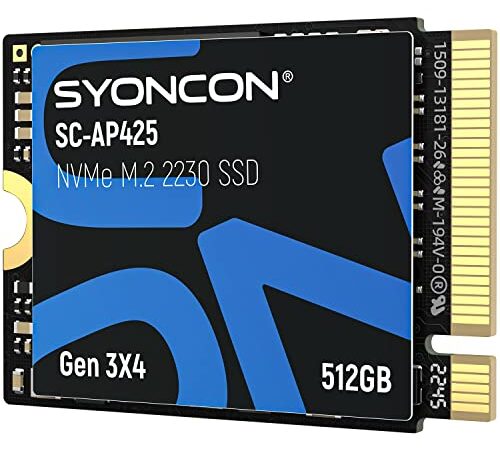 SYONCON AP425 M.2 2230 SSD NVMe PCIe Gen 3.0X4 Unidad Interna de Estado sólido Compatible con Steam Deck/Microsoft Surface Pro 8/Pro 7+/Pro X/laptop3/laptop4/laptop go/book3 (512 GB)