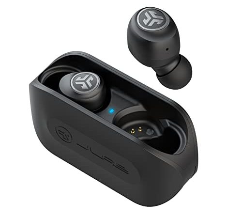 JLab Go Air Auriculares Inalambricos Bluetooth, True Wireless con Doble Conexion y Caja de Carga USB, Sonido EQ3 Personalizado y Ajuste mas Pequeno, Negro