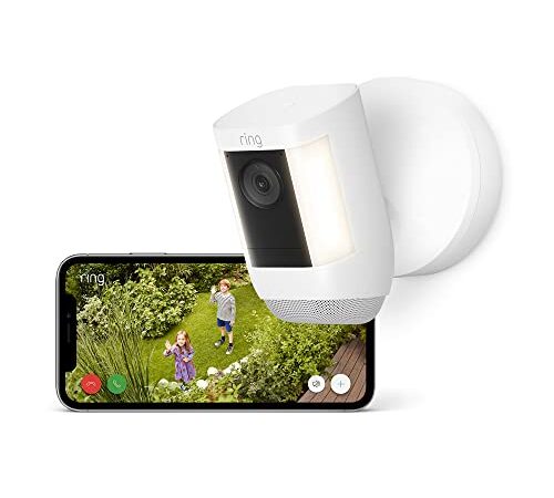 Ring Spotlight Cam Pro Wired de Amazon | Vídeo HD 1080p y HDR, detección de movimiento 3D, vista panorámica, focos LED e instalación cableada | Incluye 30 días gratis de Ring Protect