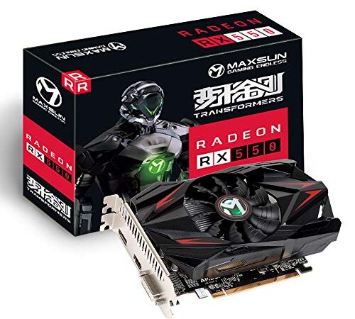 Tarjeta Grafica MAXSUN AMD Radeon RX 550 4GB GDDR5 Tarjeta gráfica ITX para Videojuegos en PC GPU 128 bits DirectX 12 PCI Express X16 3.0 DVI-D Dual Link, HDMI, DisplayPort