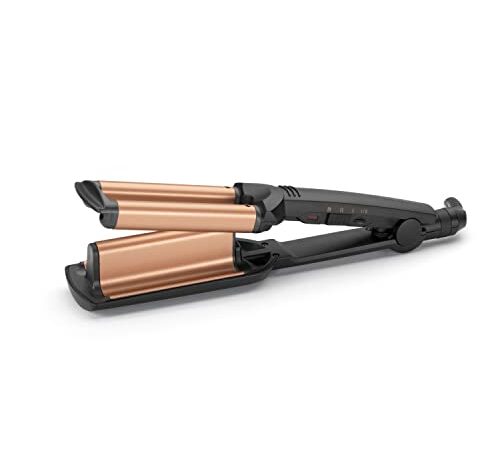 BaByliss W2447E Styler Deep Waves, Plancha de pelo para ondular de cerámica con turmalina