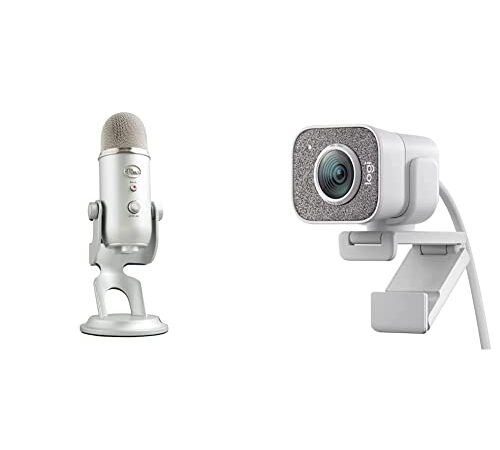 Blue Micrófono USB profesional Yeti para grabación, streaming, podcasting, radiodifusión & Logitech StreamCam, Cámara Web con USB-C para Streaming de vídeo y creación de Contenido Blanco